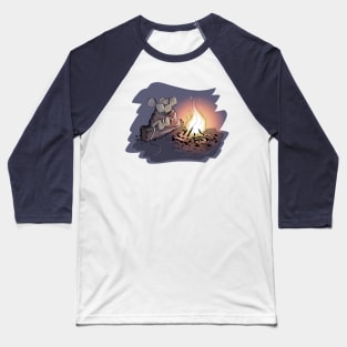 Mice Cuddling at a Campfire Baseball T-Shirt